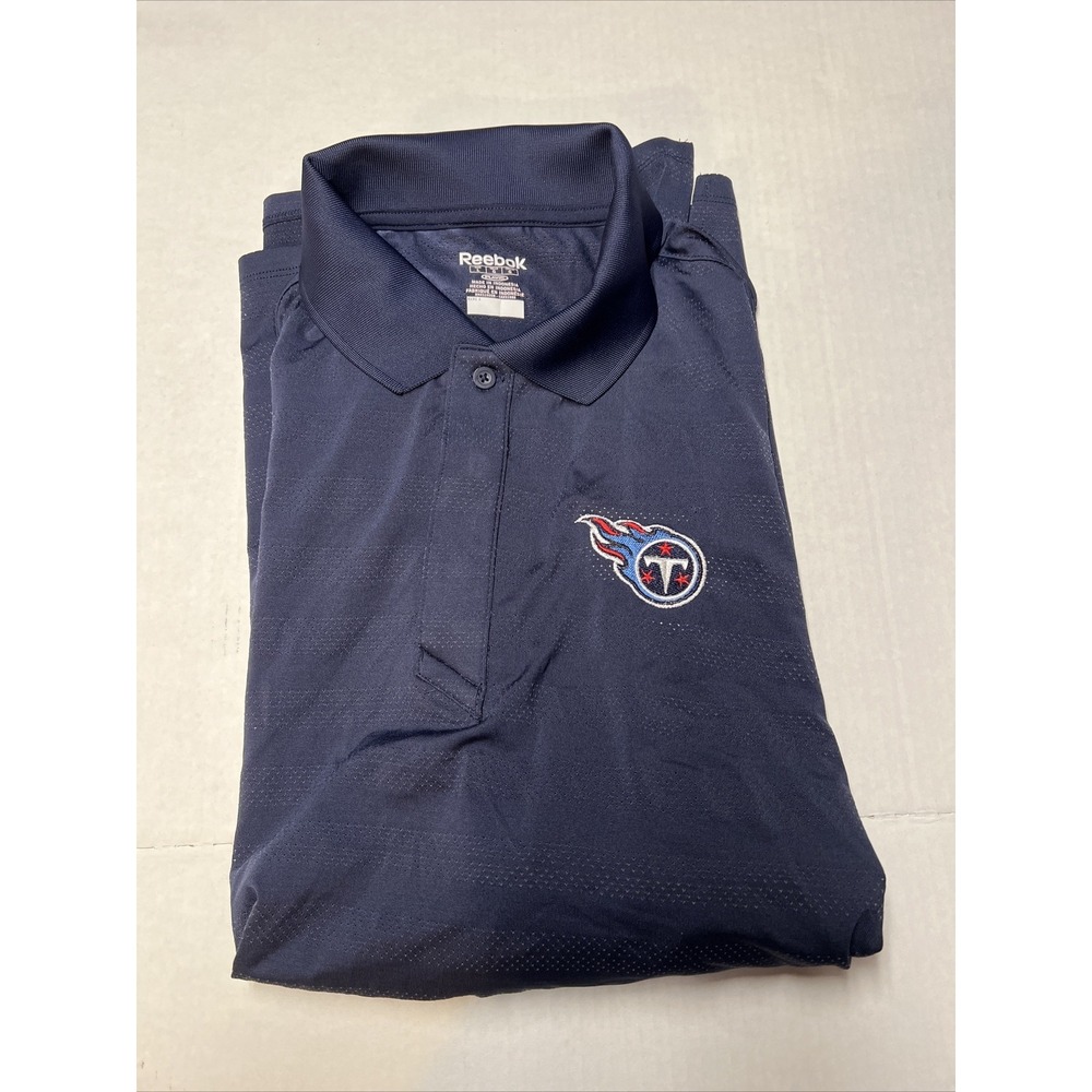 Reebok‎ Play Dry Polo Shirt Tennessee Titans Men's Large Golf Casual Blue Logo
